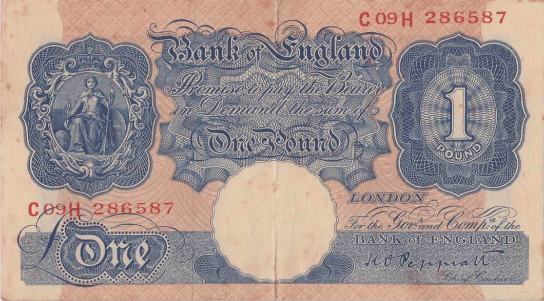 ONE POUND BANKNOTE BANK OF ENGLAND PEPPIATT £1 - 194 - £1 BANKNOTE - Cambridgeshire Coins