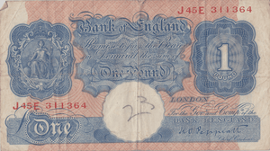 ONE POUND BANKNOTE BANK OF ENGLAND PEPPIATT £1 - 198 - £1 BANKNOTE - Cambridgeshire Coins
