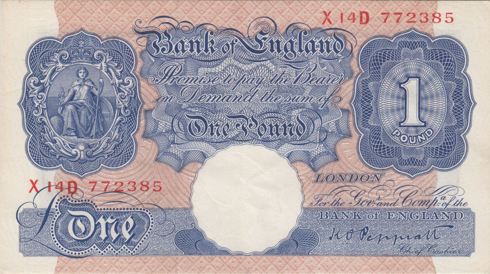 ONE POUND BANKNOTE BANK OF ENGLAND PEPPIATT £1 - 65 - £1 BANKNOTE - Cambridgeshire Coins