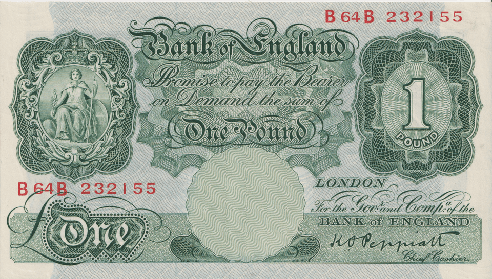 ONE POUND BANKNOTE BANK OF ENGLAND PEPPIATT £1-11 - £1 BANKNOTE - Cambridgeshire Coins