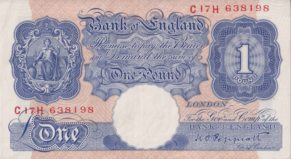 ONE POUND BANKNOTE BANK OF ENGLAND PEPPIATT £1 - 201 - £1 BANKNOTE - Cambridgeshire Coins
