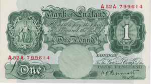 ONE POUND BANKNOTE BANK OF ENGLAND PEPPIATT £1-217 - £1 BANKNOTE - Cambridgeshire Coins