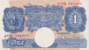 ONE POUND BANKNOTE BANK OF ENGLAND PEPPIATT £1-65 - £1 BANKNOTE - Cambridgeshire Coins