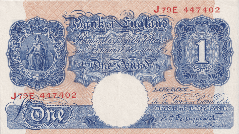 ONE POUND BANKNOTE BANK OF ENGLAND PEPPIATT £1-65 - £1 BANKNOTE - Cambridgeshire Coins