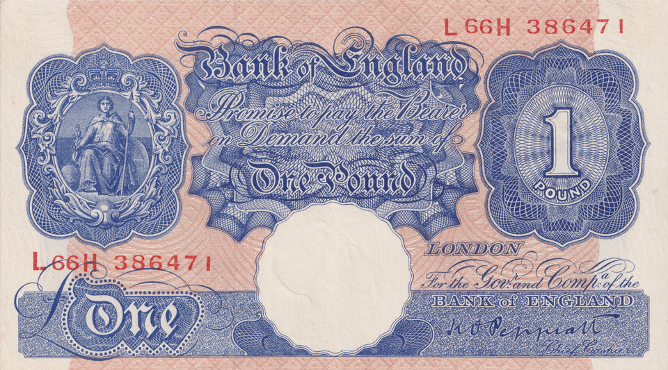 ONE POUND BANKNOTE BANK OF ENGLAND PEPPIATT £1-90 - £1 BANKNOTE - Cambridgeshire Coins