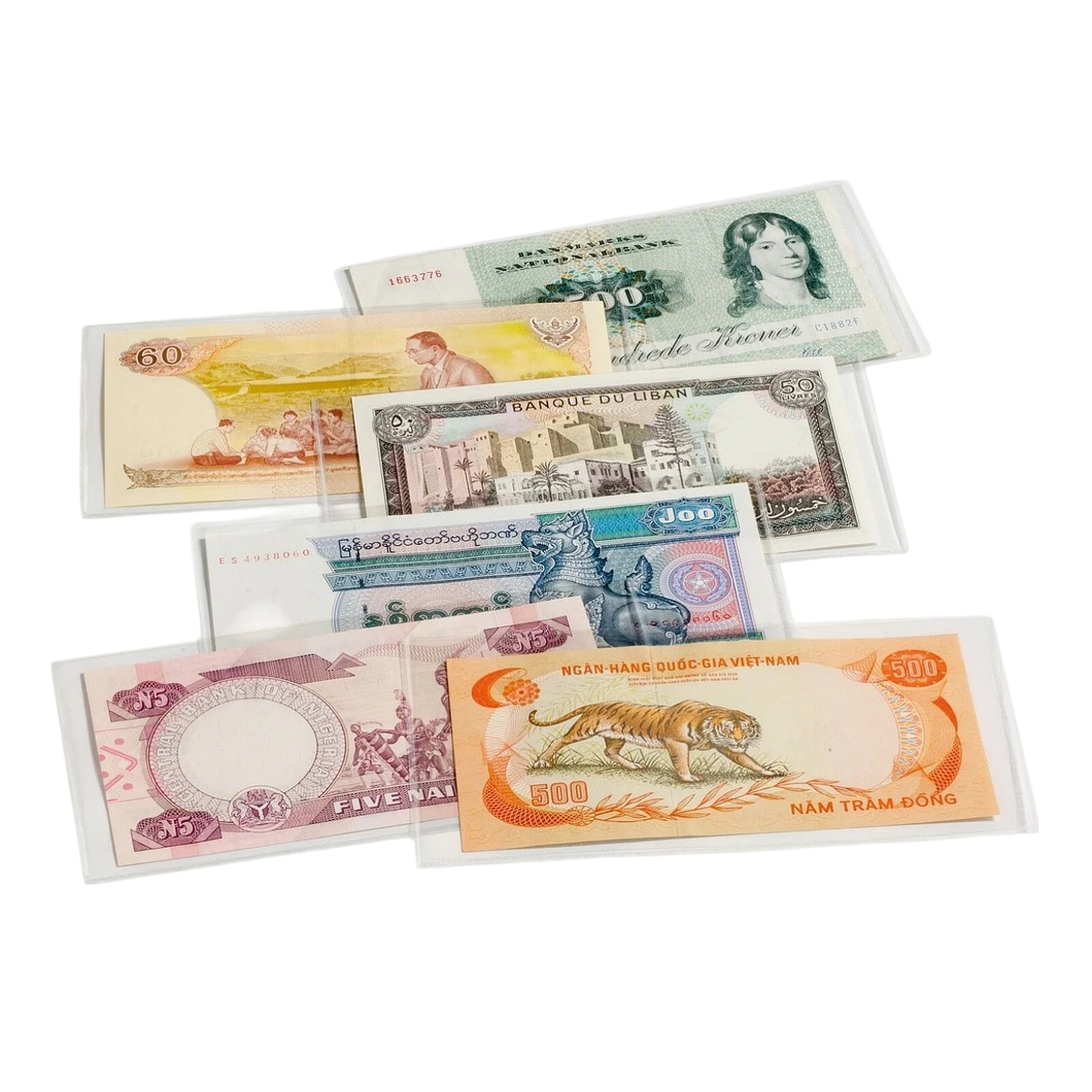 QUALITY LIGHTHOUSE CLEAR PLASTIC BANKNOTE WALLETS SHEETS STORAGE CHOOSE SIZE