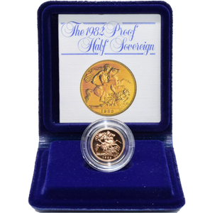 1982 GOLD PROOF HALF SOVEREIGN BOXED
