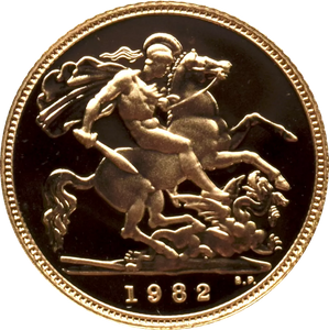 1982 GOLD PROOF HALF SOVEREIGN BOXED