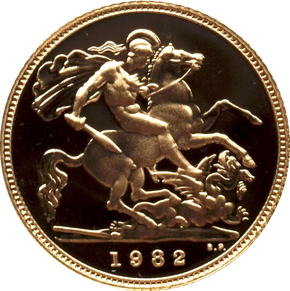 1982 GOLD PROOF HALF SOVEREIGN BOXED