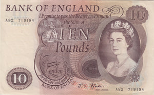 TEN POUNDS BANKNOTE FFORDE REF £10 - 93 - £10 Banknotes - Cambridgeshire Coins