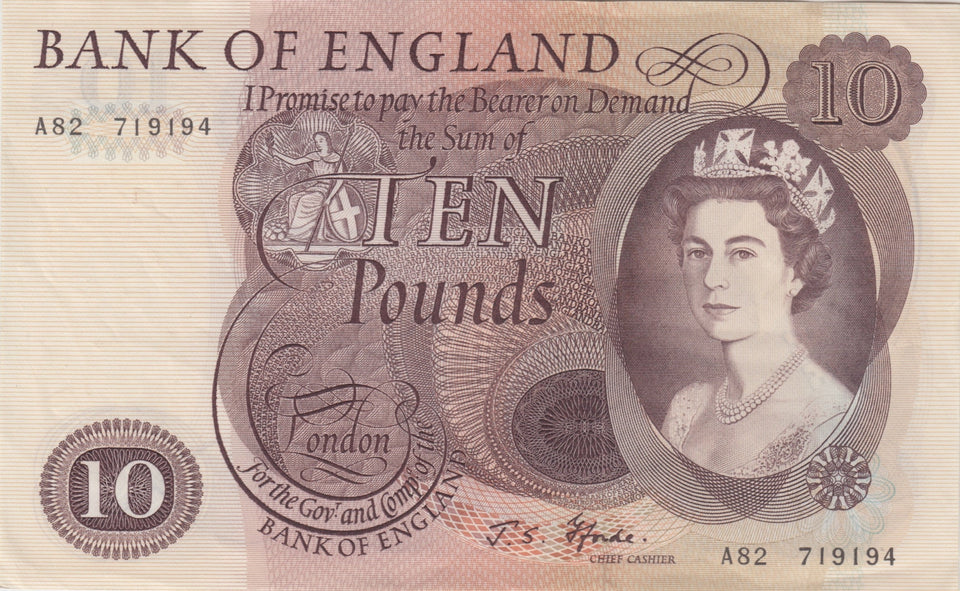 TEN POUNDS BANKNOTE FFORDE REF £10 - 93 - £10 Banknotes - Cambridgeshire Coins