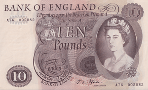 TEN POUNDS BANKNOTE FFORDE REF £10-25 ( AUNC ) - £10 Banknotes - Cambridgeshire Coins