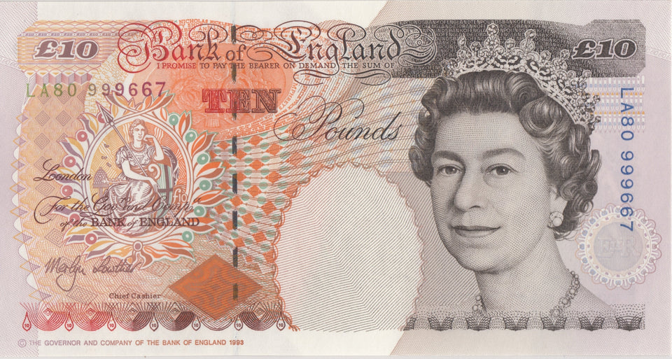 TEN POUNDS BANKNOTE LOWTHER REF £10 - 53 - £10 Banknotes - Cambridgeshire Coins