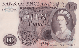 TEN POUNDS BANKNOTE PAGE REF £10-19 ( AUNC ) - £10 Banknotes - Cambridgeshire Coins