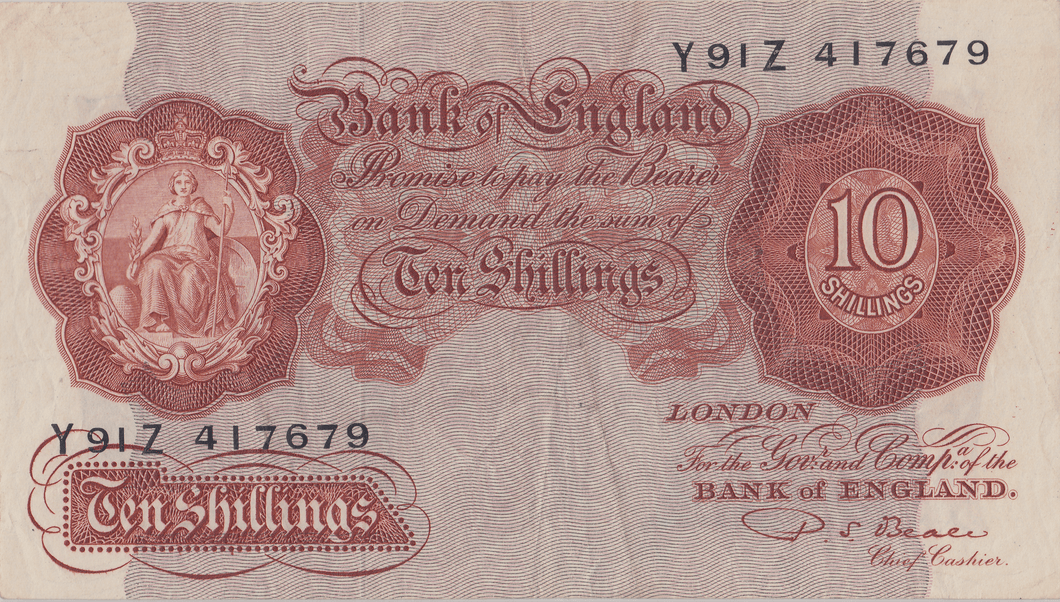 TEN SHILLINGS BANKNOTE BEALE REF SHILL - 50 - 10 SHILLINGS BANKNOTES - Cambridgeshire Coins