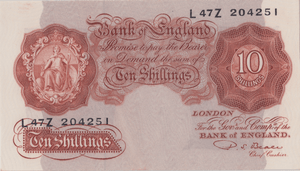 TEN SHILLINGS BANKNOTE BEALE REF SHILL - 64 - 10 SHILLINGS BANKNOTES - Cambridgeshire Coins