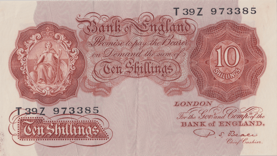 TEN SHILLINGS BANKNOTE BEALE REF SHILL - 65 - 10 SHILLINGS BANKNOTES - Cambridgeshire Coins