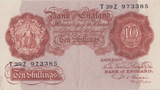 TEN SHILLINGS BANKNOTE BEALE REF SHILL - 65 - 10 SHILLINGS BANKNOTES - Cambridgeshire Coins