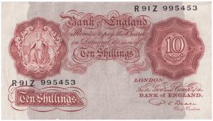 TEN SHILLINGS BANKNOTE BEALE REF SHILL-71 - 10 SHILLINGS BANKNOTES - Cambridgeshire Coins