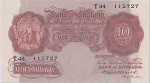 TEN SHILLINGS BANKNOTE CATTERNS REF SHILL - 43 - 10 SHILLINGS BANKNOTES - Cambridgeshire Coins