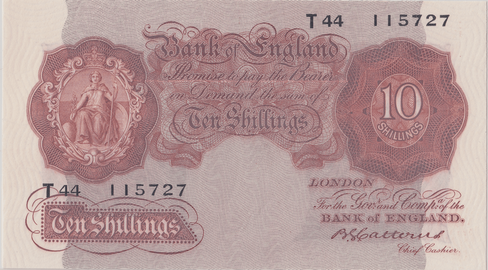 TEN SHILLINGS BANKNOTE CATTERNS REF SHILL - 43 - 10 SHILLINGS BANKNOTES - Cambridgeshire Coins