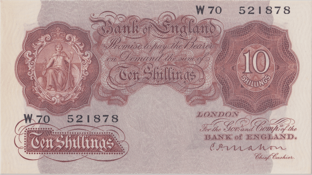TEN SHILLINGS BANKNOTE MAHON REF SHILL - 40 - 10 SHILLINGS BANKNOTES - Cambridgeshire Coins