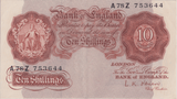 TEN SHILLINGS BANKNOTE O'BRIEN REF SHILL - 58 - 10 SHILLINGS BANKNOTES - Cambridgeshire Coins