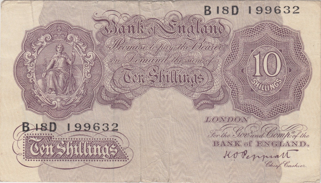 TEN SHILLINGS BANKNOTE PEPPIATT REF SHILL - 31 - 10 SHILLINGS BANKNOTES - Cambridgeshire Coins