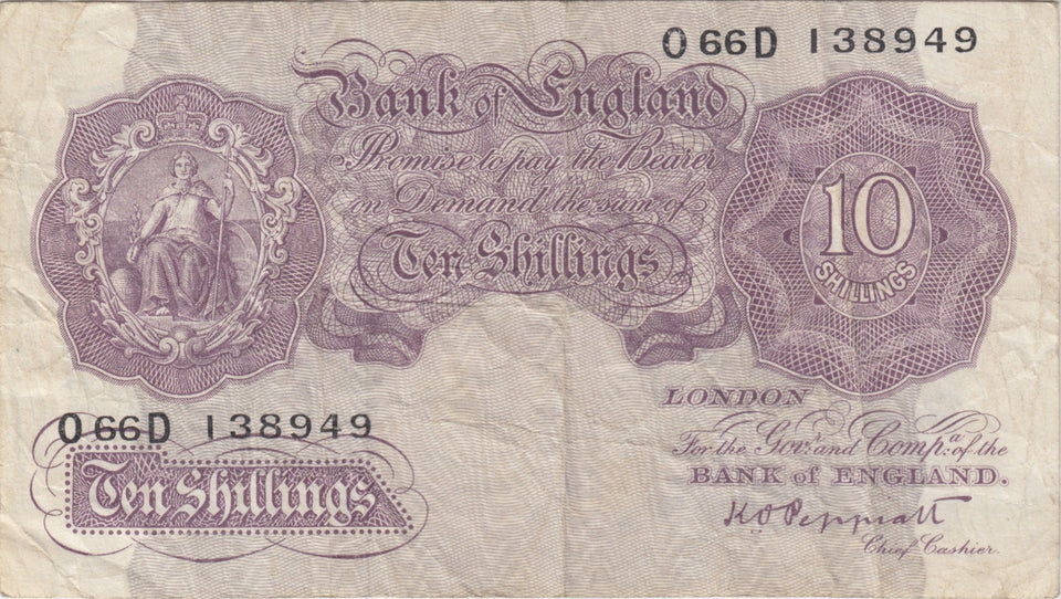 TEN SHILLINGS BANKNOTE PEPPIATT REF SHILL - 34 - 10 SHILLINGS BANKNOTES - Cambridgeshire Coins