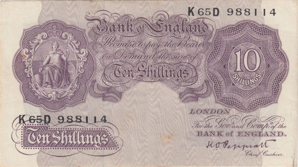 TEN SHILLINGS BANKNOTE PEPPIATT REF SHILL - 37 - 10 SHILLINGS BANKNOTES - Cambridgeshire Coins