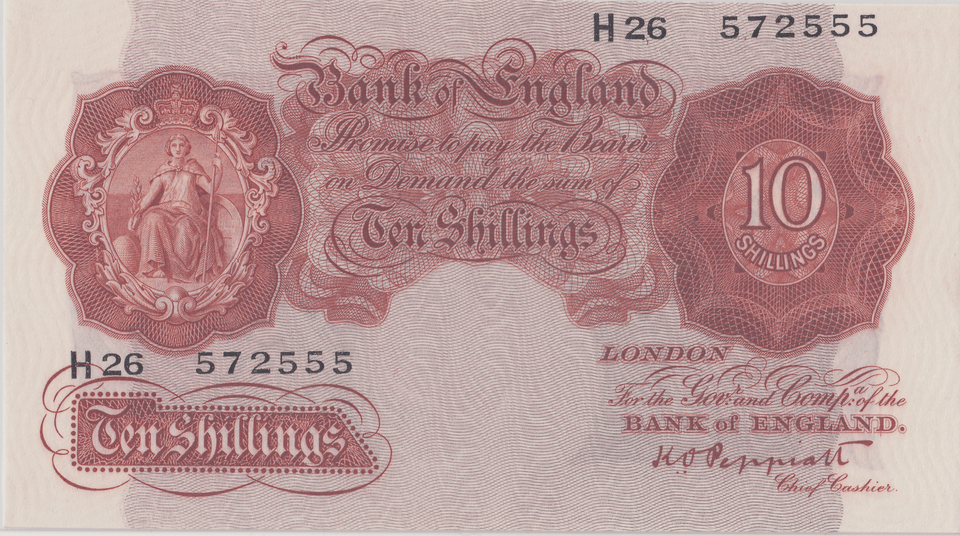 TEN SHILLINGS BANKNOTE PEPPIATT REF SHILL - 42 - 10 SHILLINGS BANKNOTES - Cambridgeshire Coins
