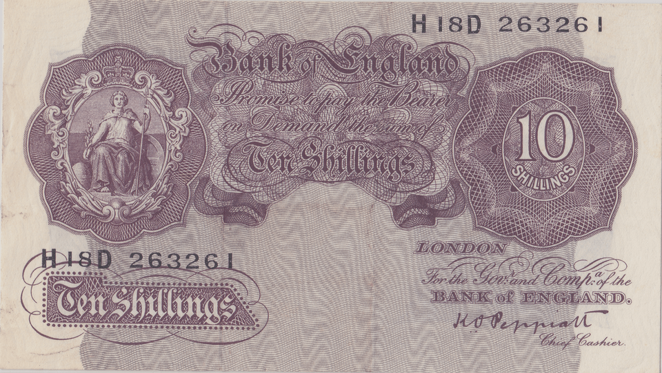TEN SHILLINGS BANKNOTE PEPPIATT REF SHILL - 47 - 10 SHILLINGS BANKNOTES - Cambridgeshire Coins