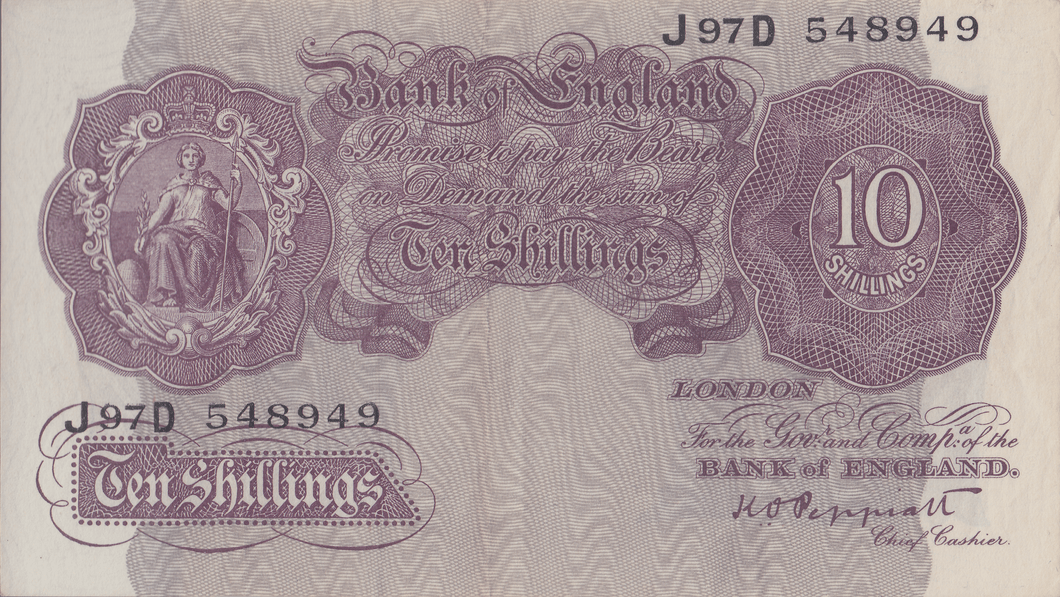 TEN SHILLINGS BANKNOTE PEPPIATT REF SHILL - 48 - 10 SHILLINGS BANKNOTES - Cambridgeshire Coins