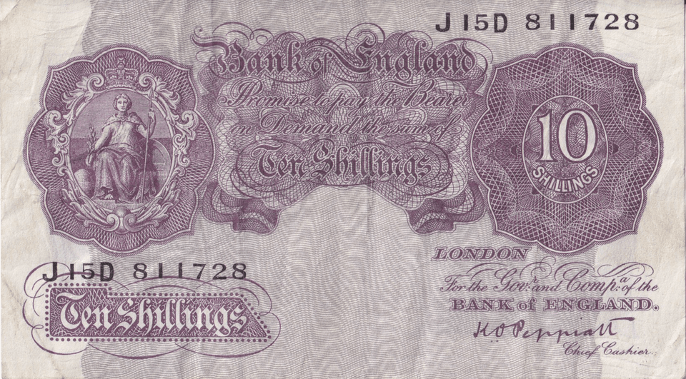 TEN SHILLINGS BANKNOTE PEPPIATT REF SHILL - 70 - 10 SHILLINGS BANKNOTES - Cambridgeshire Coins