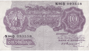TEN SHILLINGS BANKNOTE PEPPIATT REF SHILL-72 - 10 SHILLINGS BANKNOTES - Cambridgeshire Coins