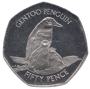 2020 50P GENTOO PENGUIN FALKLANDS ISLAND ( BU )