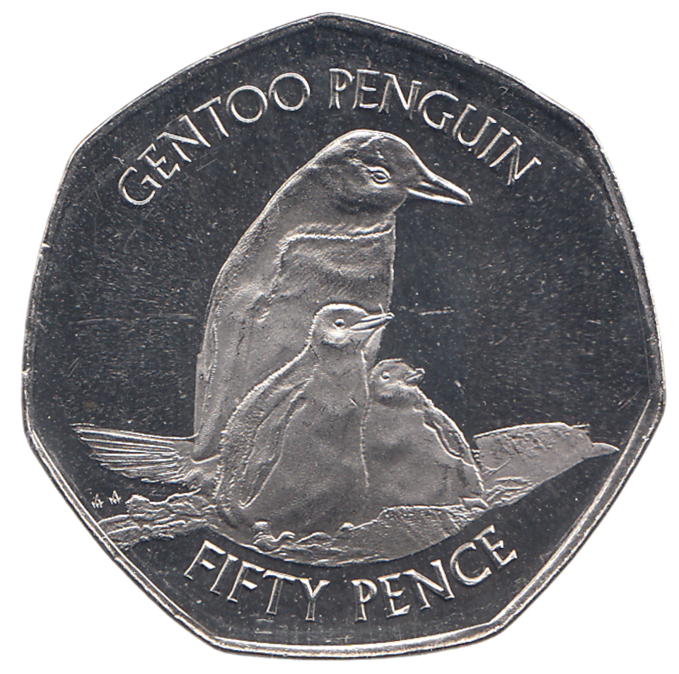 2020 50P GENTOO PENGUIN FALKLANDS ISLAND ( BU )