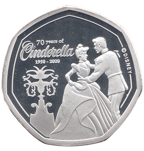 2020 SILVER PROOF 50P SHAPE 25 CENTS 70 YEARS OF CINDERELLA