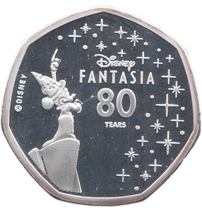 2020 SILVER PROOF 50P SHAPE 25 CENTS 80 YEARS OF FANTASIA