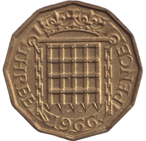 1966 THREEPENCE ( BU )