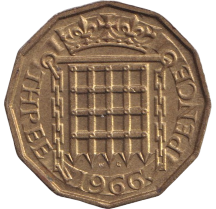 1966 THREEPENCE ( BU )