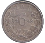 1896 SILVER SOUTH AFRICA SIX PENCE
