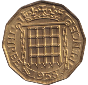 1958 THREEPENCE ( BU )