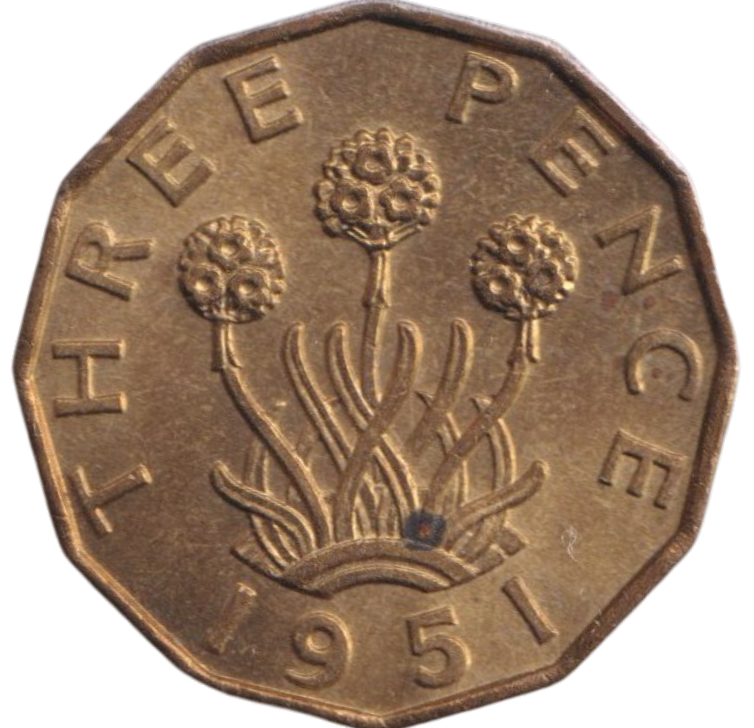 1951 THREEPENCE ( BU )