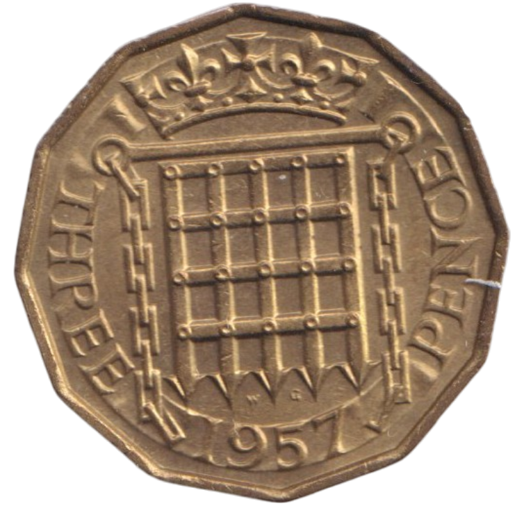 1957 THREEPENCE ( BU )