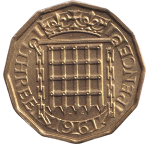 1961 THREEPENCE ( BU )