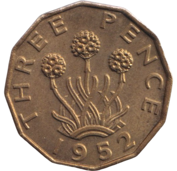 1952 THREEPENCE ( BU )