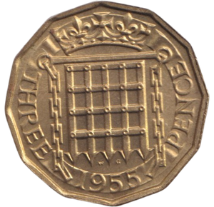 1955 THREEPENCE ( BU )