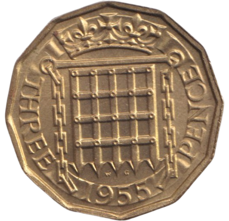 1955 THREEPENCE ( BU )