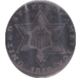 1856 SILVER USA THREE PENCE